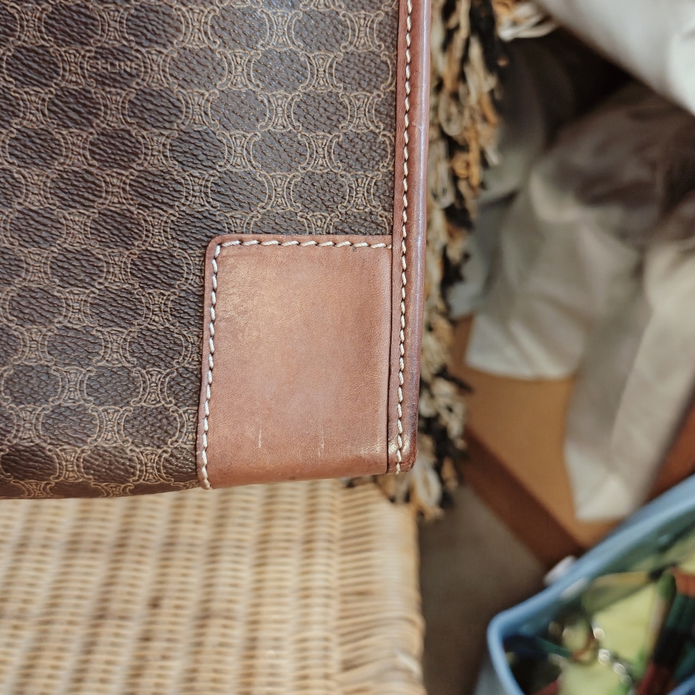 Celine Brown Monogram Leather-Trim Briefcase - Picture 11 of 16